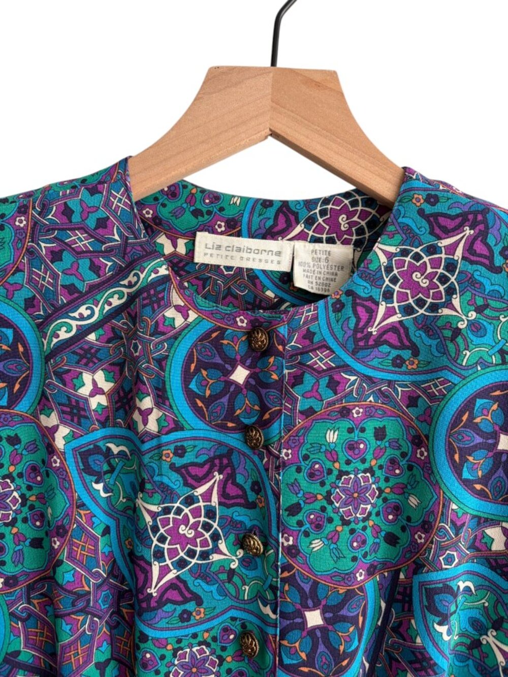 Vintage Liz Claiborne Paisley Button Down Shirt Dress with Swing Skirt Size 6 - Picture 5 of 6